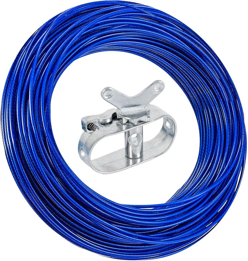 LanPool Pool Cover Winch and Cables Kits,Winterize Pool Closing Kits Pool Cable and Winch,102ft HeavyDuty Pool Cover Wire and Winchs,Pools Covers Cables & Ratchet Kits for Above Ground Pool Winter Covers-Blue - Image 1